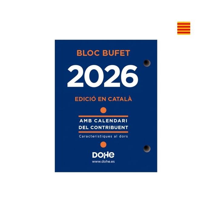Dohe Bloque Bufete Anual en Catalan - 2 Perforaciones - Calendario Contribuyente - Planning Mensual - 640 Paginas