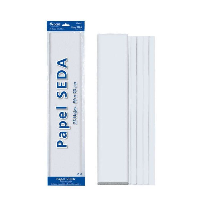 Dohe Papel Seda de 18g - 50x70cm - Ideal para Manualidades y Decoracion - Se Sirve en Bolsas de 25 Hojas