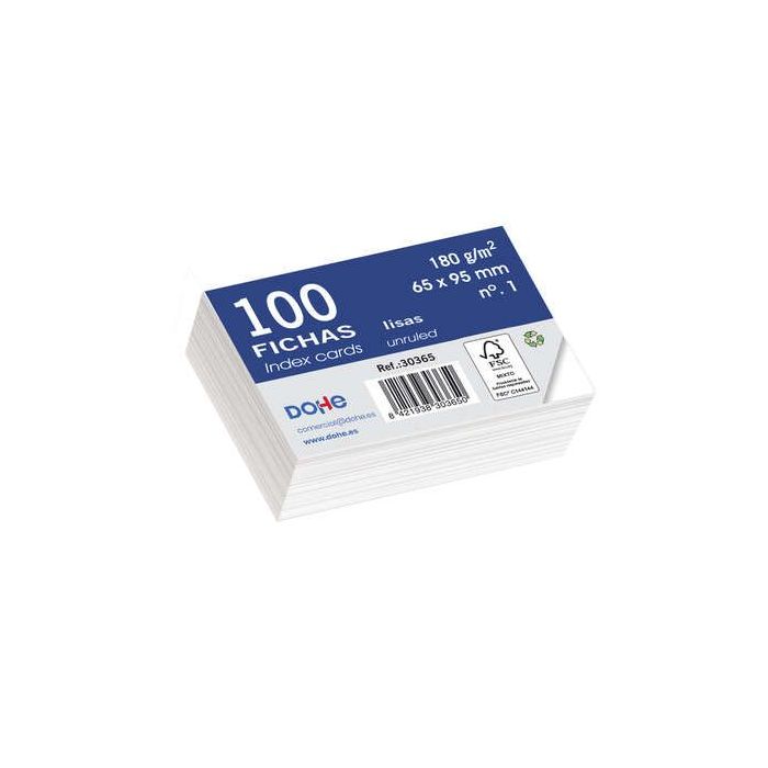 Dohe Pack de 100 Fichas de Cartulina 180gr Offset - Color Blanco