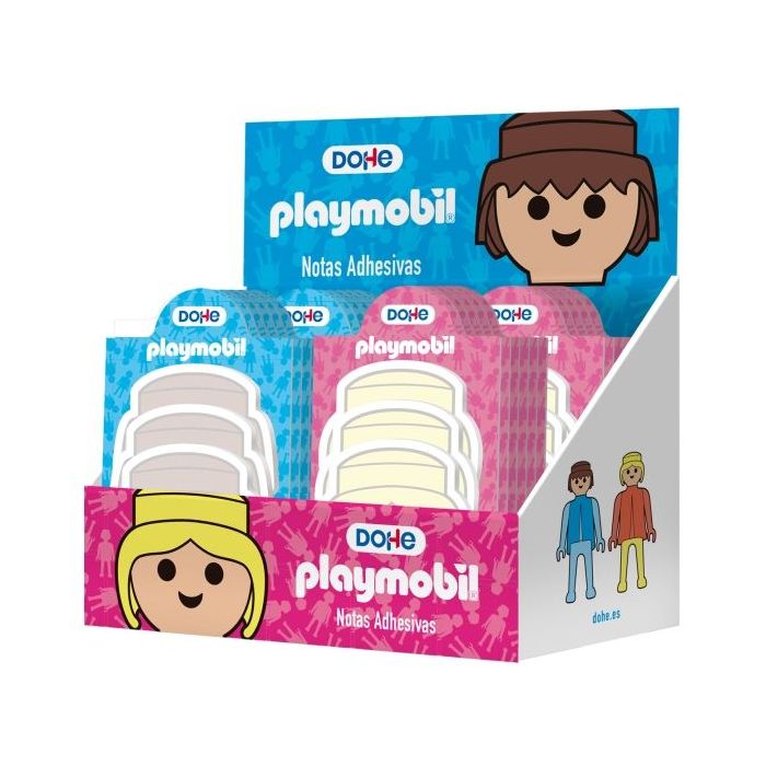 Dohe Playmobil Expositor con 32 Blocs de 25 Notas Adhesivas - Multisuperficie - Colores Surtidos