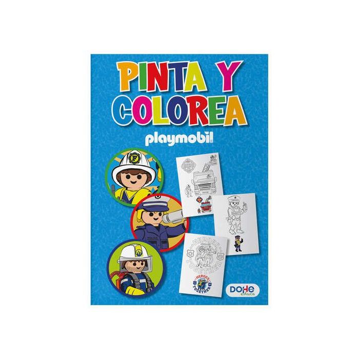 Dohe Libro de Colorear Playmobil Police - Cubierta de Cartulina de 350gr - Interior de 30 Hojas en Papel de 120gr - Ideal para L