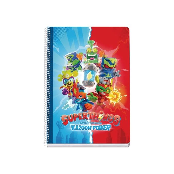 Dohe Superthings Cuaderno de Espiral Metalica - Formato A4 - 100 Hojas Offset de 90g - 5x5mm - Microperforadas - Banda de Color