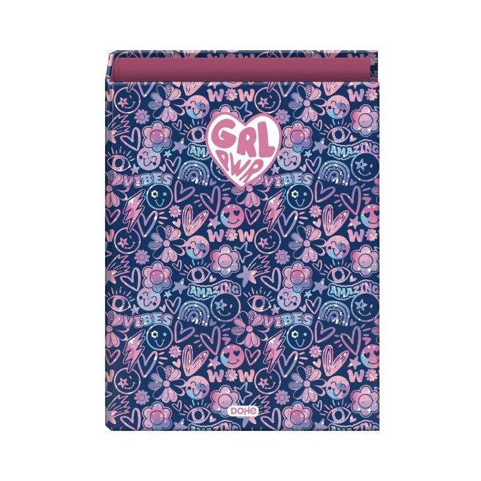 Dohe Girl Power Carpeta con 4 Anillas de 40mm - Formato Folio - Guardas Impresas - Cubierta de Carton Plastificado - 26x34x6cm -