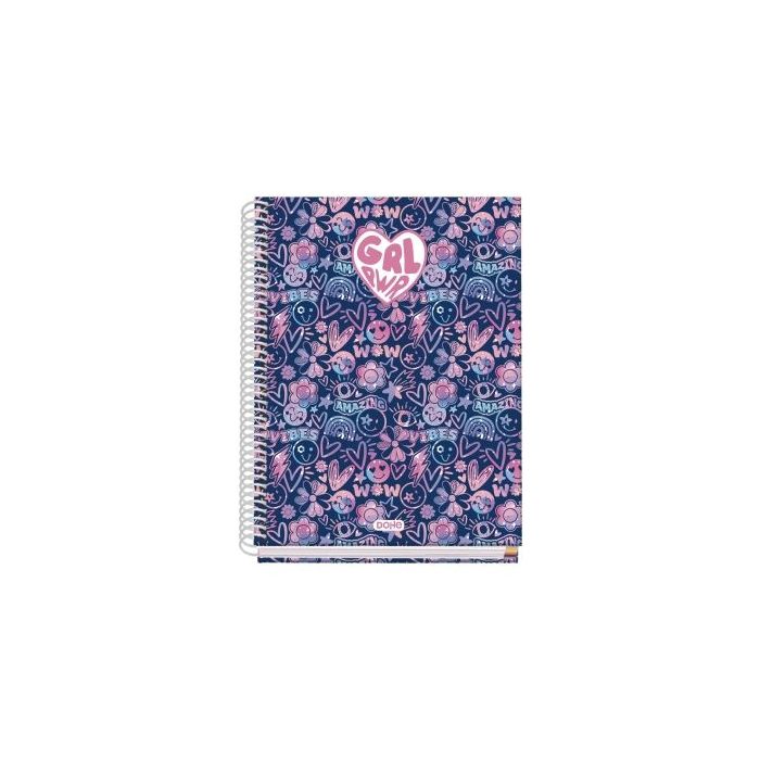Dohe Girl Power Cuaderno de Espiral Metalica - Formato A5 - 100 Hojas Offset de 90g - 5x5mm - Microperforadas - Banda de Color -