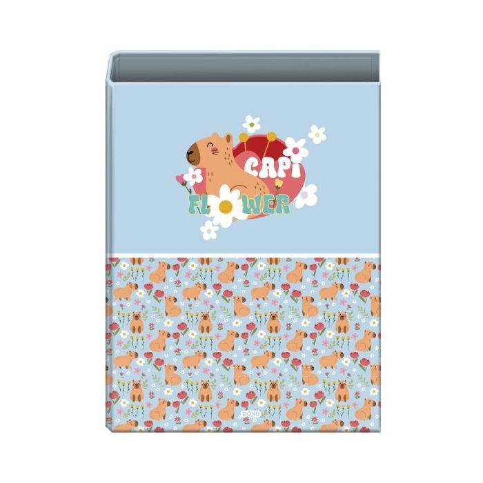 Dohe Capi Flower Carpeta con 4 Anillas de 40mm - Formato Folio - Guardas Impresas - Cubierta de Carton Plastificado - 26x34x6cm