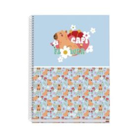 Dohe Capi Flower Cuaderno de Espiral Metalica - Formato A4 - 100 Hojas Offset de 90g - 5x5mm - Microperforadas - Banda de Color