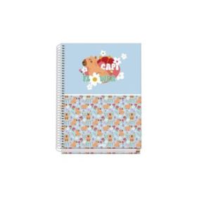 Dohe Capi Flower Cuaderno de Espiral Metalica - Formato A5 - 100 Hojas Offset de 90g - 5x5mm - Microperforadas - Banda de Color