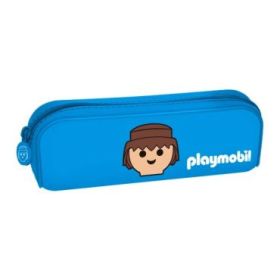 Dohe Playmobil Portatodo de Silicona - Cierre con Cremallera y Tirador de Goma - Color Azul
