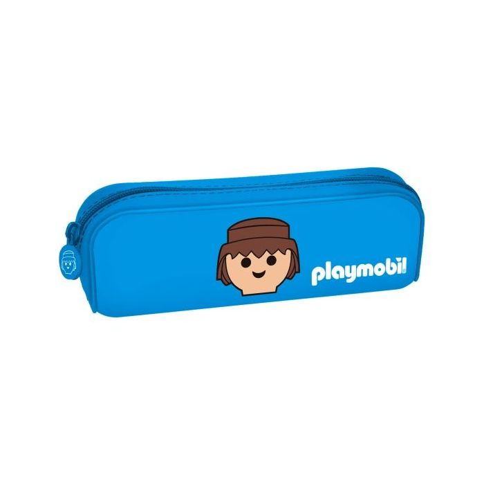 Dohe Playmobil Portatodo de Silicona - Cierre con Cremallera y Tirador de Goma - Color Azul