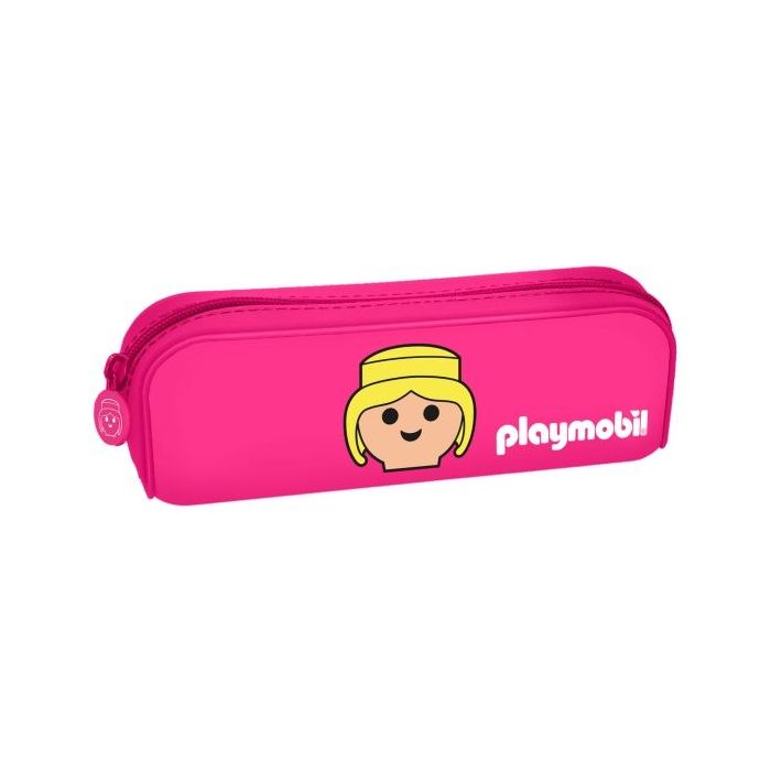 Dohe Playmobil Portatodo de Silicona - Cierre con Cremallera y Tirador de Goma - Color Rosa