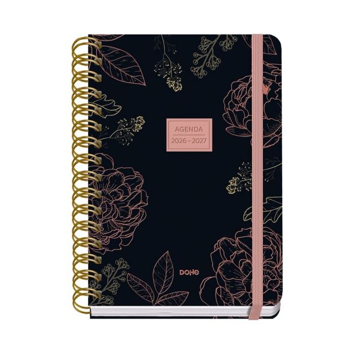 Dohe Premium Noir Agenda Escolar 26/27 - Formato A5 - Semana Vista - Papel Offset Ahuesado 80g - Cubierta de Carton Plastificado