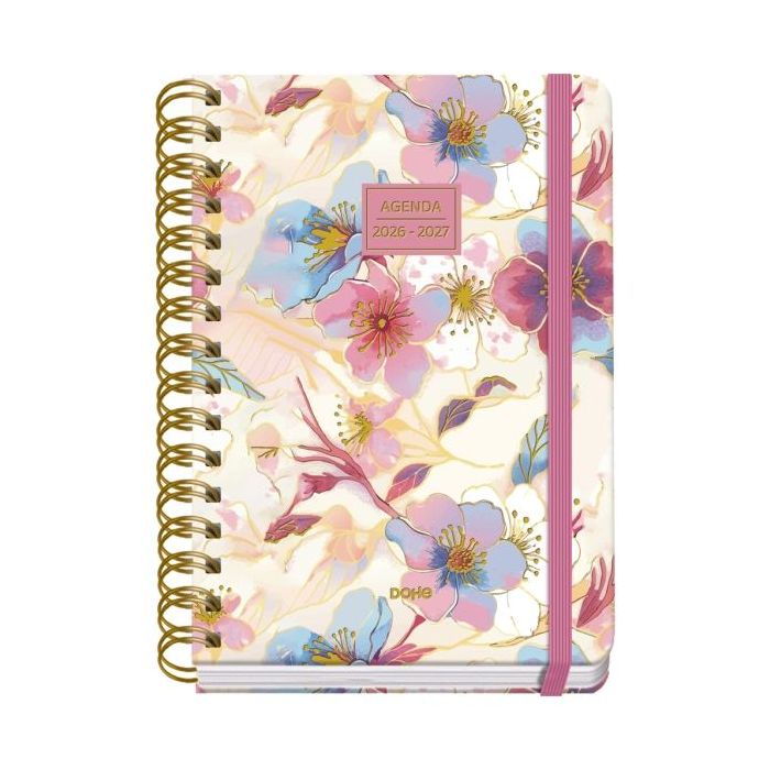 Dohe Premium Magnolia Agenda Escolar 26/27 - Formato A5 - Dia Pagina - Papel Offset Ahuesado 80g - Cubierta de Carton Plastifica