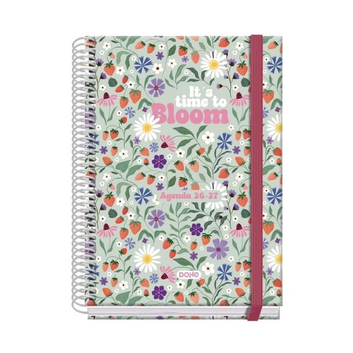 Dohe Prime Bloom Agenda Escolar 26/27 - Formato A5 - Semana Vista - Papel Offset Ahuesado 70g - Cubierta de Carton Plastificado