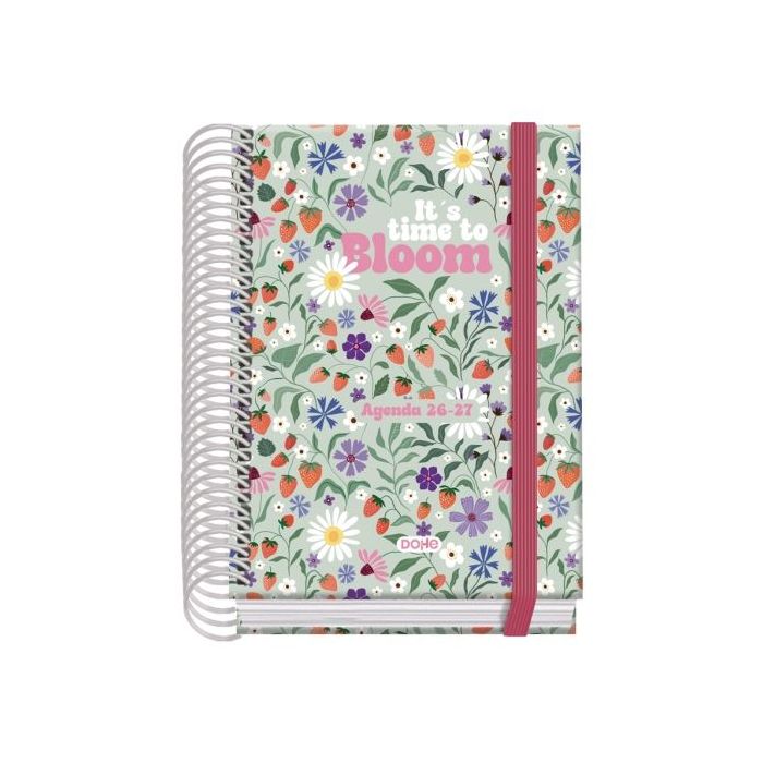 Dohe Prime Bloom Agenda Escolar 26/27 - Formato A6 - Dia Pagina - Papel Offset Ahuesado 70g - Cubierta de Carton Plastificado -