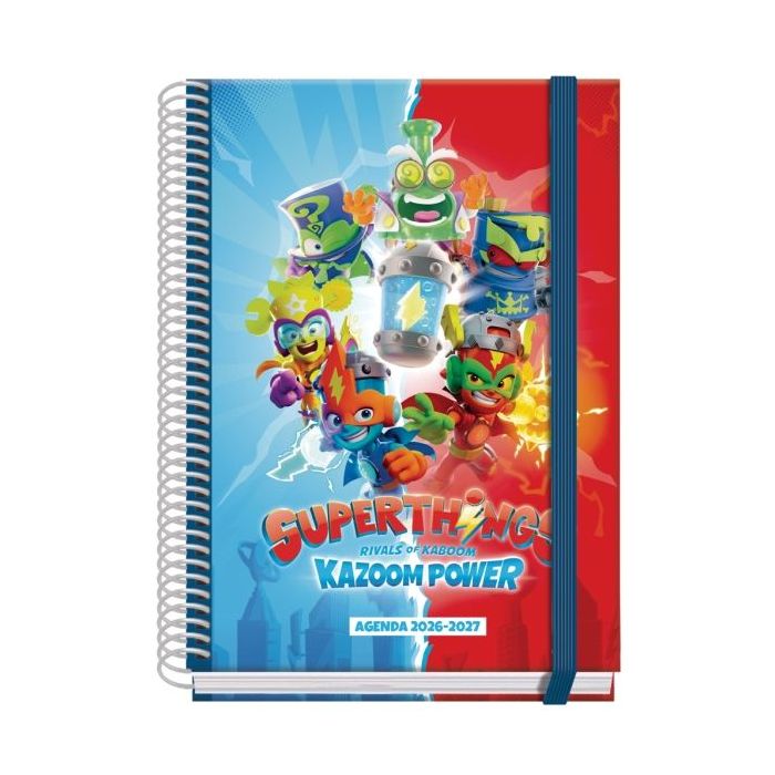 Dohe Prime Superthings Agenda Escolar 26/27 - Formato A5 - Semana Vista - Papel Offset Ahuesado 70g - Cubierta de Carton Plastif