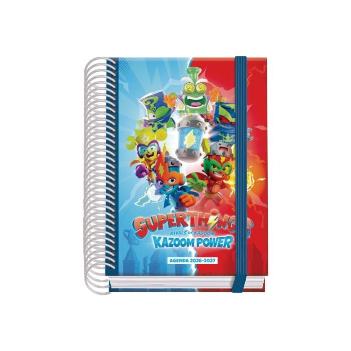 Dohe Prime Superthings Agenda Escolar 26/27 - Formato A6 - Dia Pagina - Papel Offset Ahuesado 70g - Cubierta de Carton Plastific