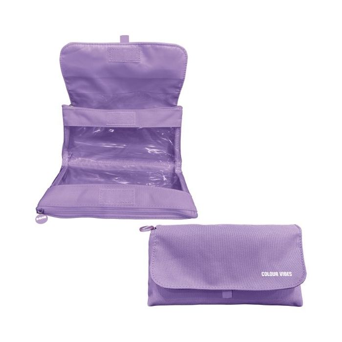 Dohe Vibes Portatodo Doble - Solapa con Bolsillo Interior - Cremallera - Ventanas Transparentes - Poliester - 22x11x6cm - Color