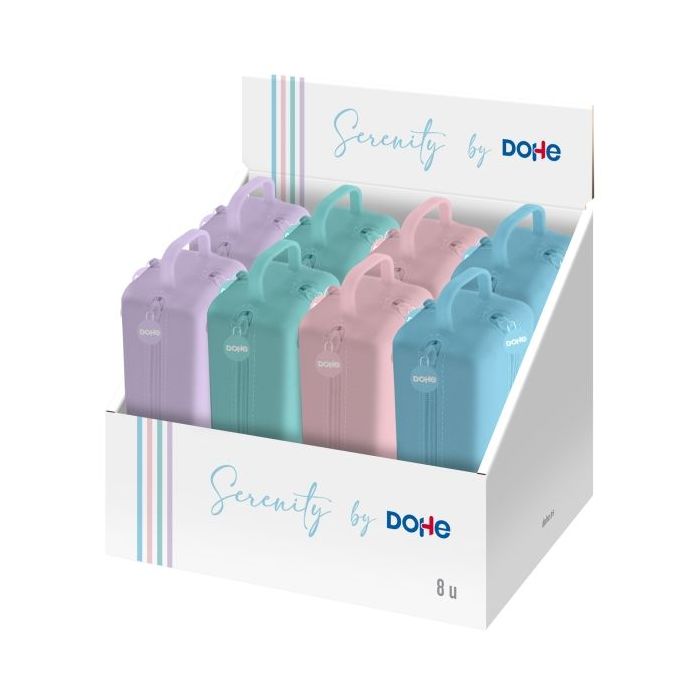 Dohe Serenity Expositor con 8 Portatodo - 4 Cremalleras - Tirador de Goma - Silicona de Tacto Suave - Asa Lateral - Colores Surt