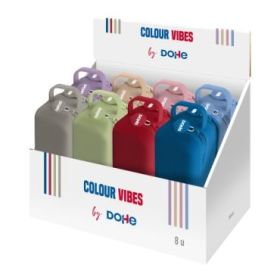 Dohe Colour Vibes Expositor con 8 Portatodo - 2 Cremalleras - Tirador de Goma - Silicona de Tacto Suave - Asa Lateral - Colores