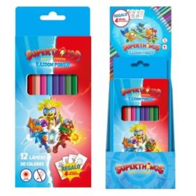 Dohe Superthings Expositor con 12 Cajas de 12 Lapices de Colores - Forma Hexagonal - Mina de 2.8mm - Plantillas para Colorear In