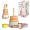 Dohe Juego Educativo de Aros Apilables de Madera Natural - Bordes Redondos - Varilla de Seguridad - Estimula la Coordinacion Ojo