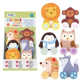 Dohe Juego Educativo de Cochecitos de Madera Natural - Bordes Redondos - Suave Tacto - Colores Llamativos - Ideal para Coordinac