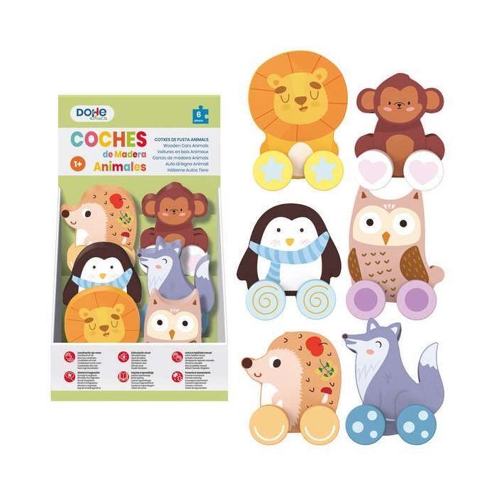 Dohe Juego Educativo de Cochecitos de Madera Natural - Bordes Redondos - Suave Tacto - Colores Llamativos - Ideal para Coordinac