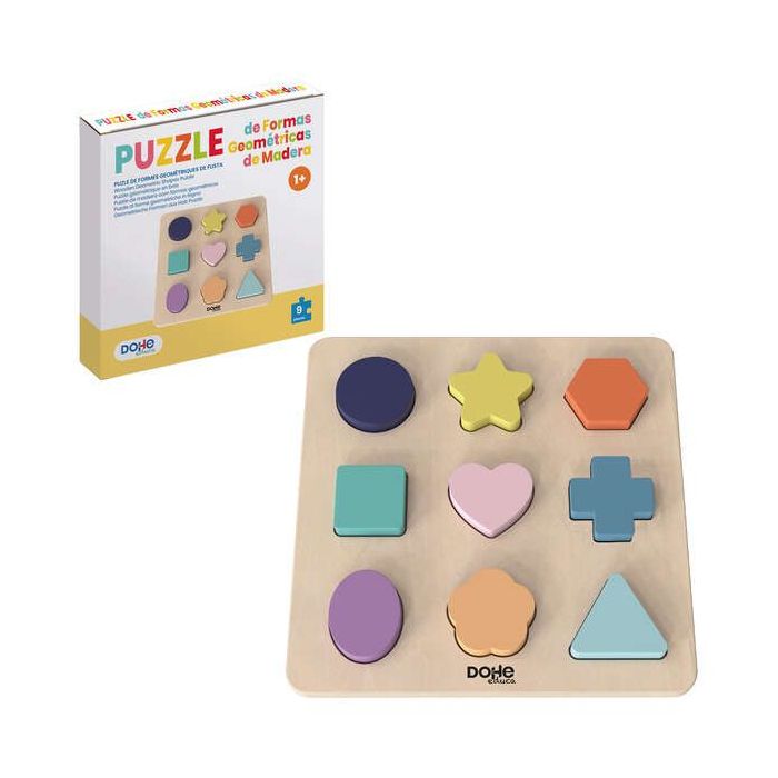 Dohe Juego Educativo de Formas Geometricas de Madera - Bordes Redondos - Tacto Suave - Colores Llamativos - Estimula la Coordina