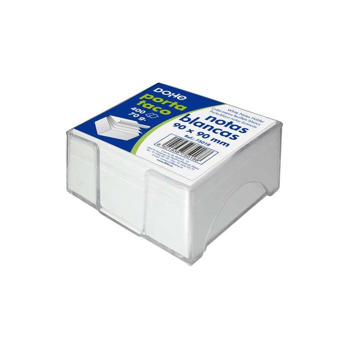 Dohe Soporte de Sobremesa con Bloque de Notas - 90x90mm - Papel Blanco de 70g - Fabricado en Plastico Inyectado Transparente