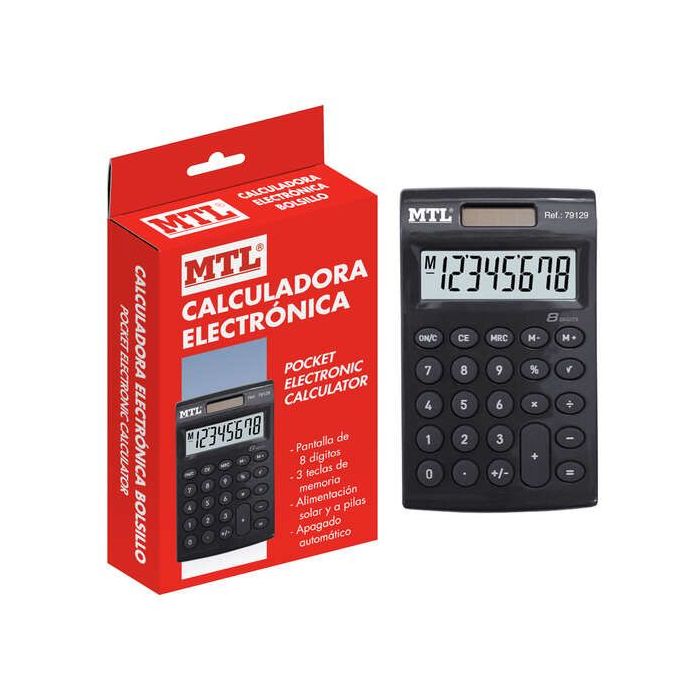 Dohe Calculadora Electronica de 8 Digitos - Alimentacion Solar y a Pilas - 3 Teclas de Memoria - Apagado Automatico - Formato Mi