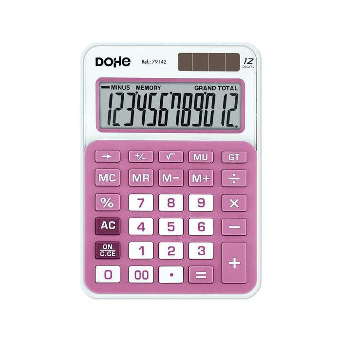 Dohe Calculadora Electronica de 12 Digitos - Alimentacion Solar y a Pilas - 4 Teclas de Memoria - Apagado Automatico - Teclas de