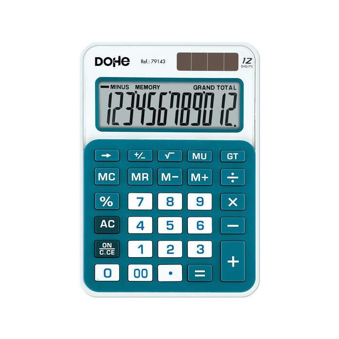 Dohe Calculadora de Sobremesa Mediana 12 Digitos - Teclas de Gran Formato - 4 Teclas de Memoria - Apagado Automatico - Alimentac
