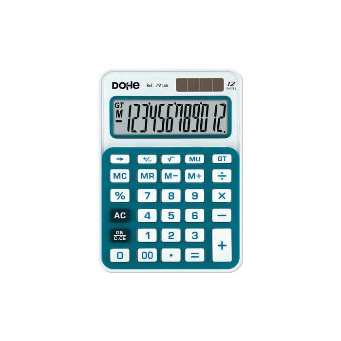 Dohe Calculadora Electronica de 12 Digitos - Alimentacion Solar y a Pilas - 4 Teclas de Memoria - Apagado Automatico - Teclas de