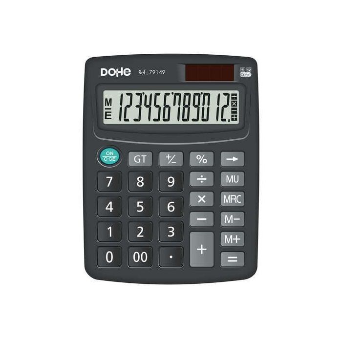 Dohe Calculadora Electronica de Sobremesa - Pantalla LCD de 12 Digitos - Alimentacion Solar y a Pilas - Teclas de Gran Tamaño