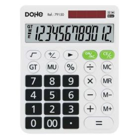Dohe Calculadora de Sobremesa Grande 12 Digitos - Pantalla Reclinada - Teclas de Gran Formato - Raiz Cuadrada, Gran Total, Recup