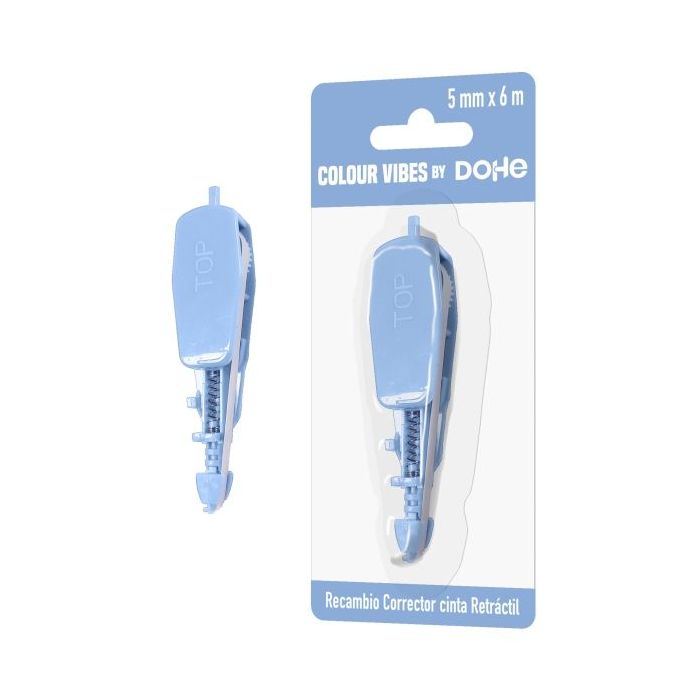 Dohe Colour Vibes Recambio de Cinta Correctora - 5mm x 6m - Retractil - Color Azul