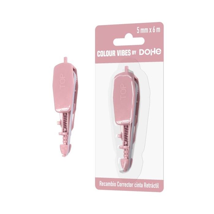 Dohe Colour Vibes Recambio de Cinta Correctora - 5mm x 6m - Retractil - Color Rosa
