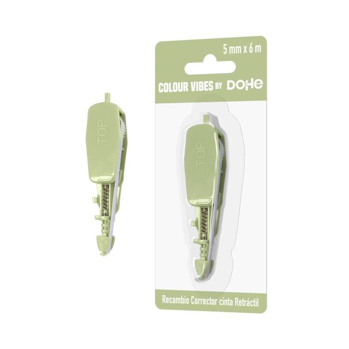 Dohe Colour Vibes Recambio de Cinta Correctora - 5mm x 6m - Retractil - Color Verde