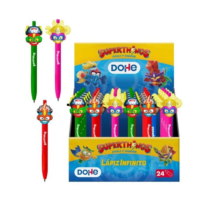 Dohe Superthings Expositor con 24 Lapices Infinitos - Punta Retractil - Colores Surtidos