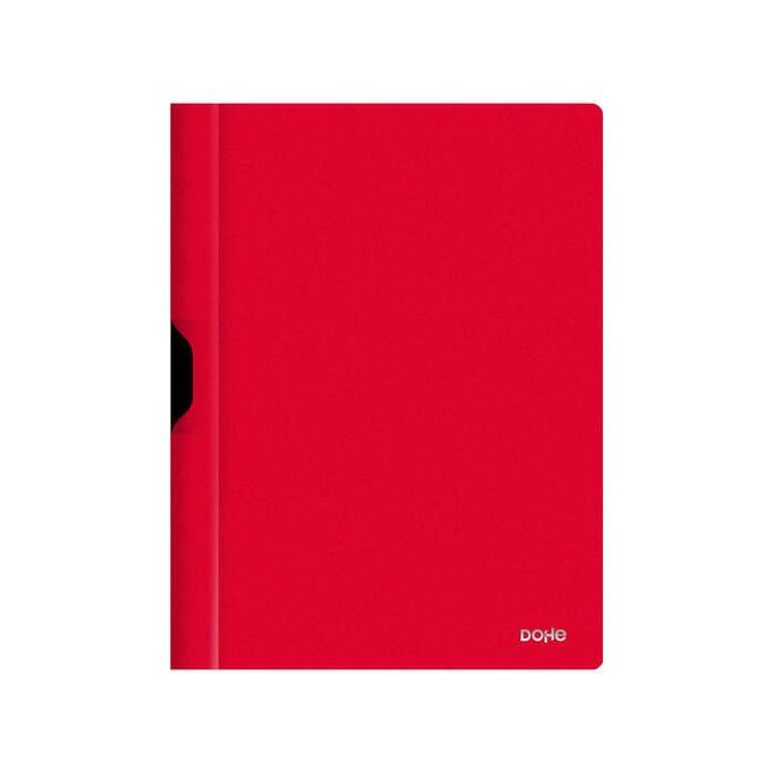 Dohe Dossier con Clip Metalico - Tamaño A4 - Fabricado en Polipropileno Opaco de 350 Micras - Color Rojo