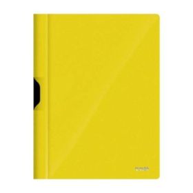 Dohe Dossier con Clip Metalico - Tamaño A4 - Fabricado en Polipropileno Opaco de 350 Micras - Color Amarillo