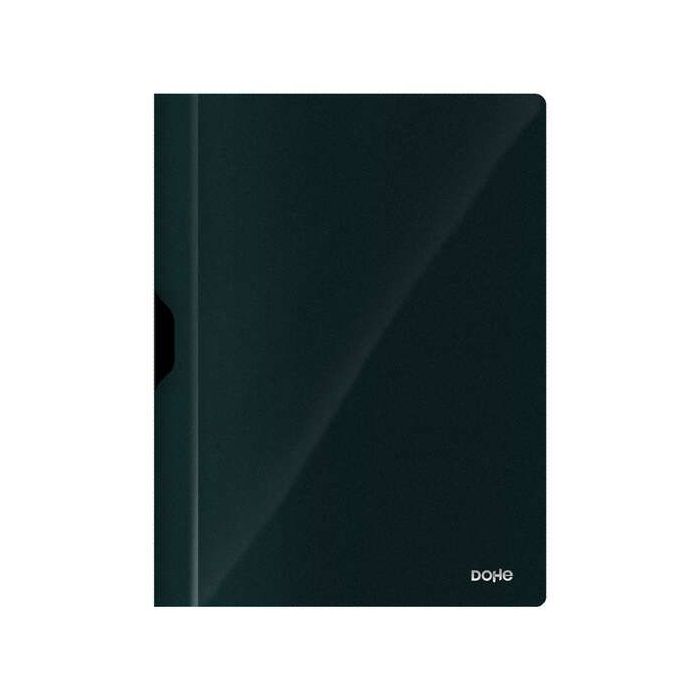 Dohe Dossier con Clip Metalico - Tamaño A4 - Fabricado en Polipropileno Opaco de 350 Micras - Color Negro