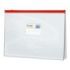Dohe Bolsa Zipper Folio Apaisado PVC Transparente 150 Micras - Apertura Superior - Cierre Zip Hermetico en Color Rojo