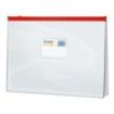 Dohe Bolsa Zipper Folio Apaisado PVC Transparente 150 Micras - Apertura Superior - Cierre Zip Hermetico en Color Rojo