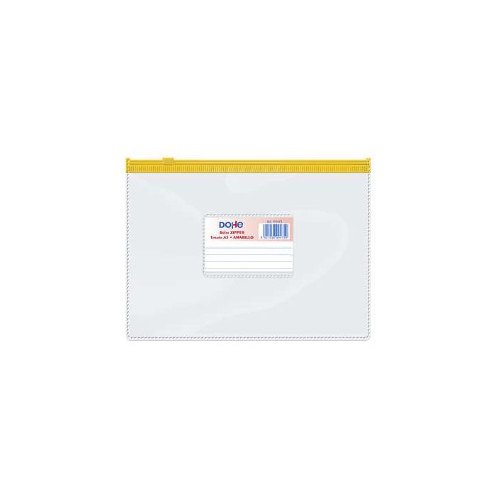 Dohe Bolsa Zipper Apaisada PVC Transparente 150 Micras - Tamaño A5 - Apertura Superior - Cierre Zip Hermetico