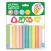 Alpino Pack con 10 Barras de Plastilina 17gr + 4 Moldes - Muy Flexible - Pueden Mezclarse - Sin Gluten - Colores Pastel Surtidos
