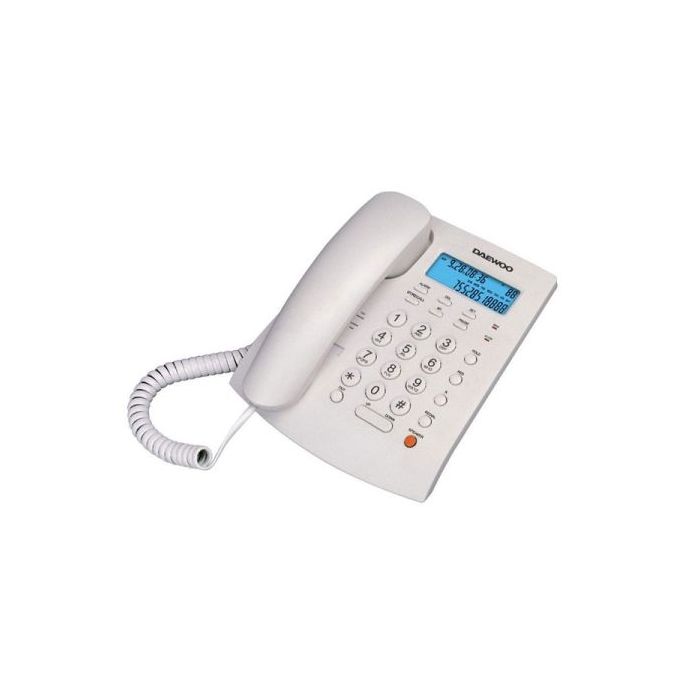 Daewoo Telefono de Sobremesa Supletorio - Altavoz Manos Libres - Pantalla LCD - Autodeteccion FSK/DRMF - Centralita - Calendario