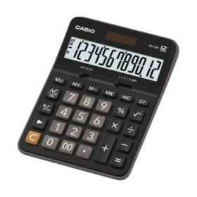 Casio DX-12B Calculadora de Escritorio - Pantalla Extragrande LCD de 12 Digitos - Solar y Pilas - Color Negro