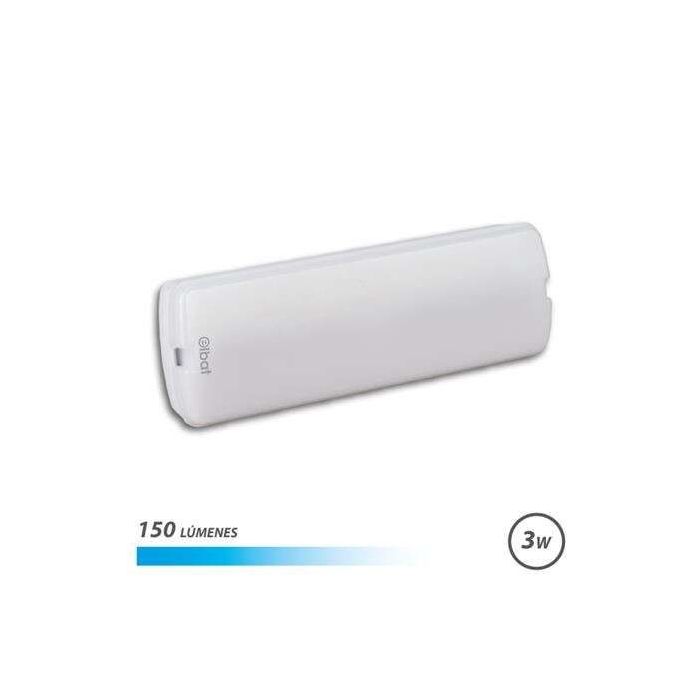 Elbat Luz de Emergencia 3W 150lm - 6000k Luz Fria - Autonomia hasta 3h - IP20