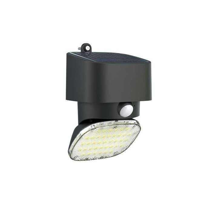 Elbat Foco Solar 2000LM - Luz Fria 6000K - Regulacion Vertical y Horizontal - Panel Solar 1W - IP65 - Color Negro